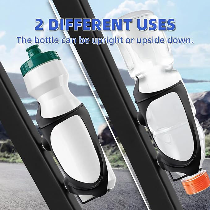 CITOOTY Bike Water Bottle Holder - 2 Pcs Ultralight Bicycle Cup Holder Cage with Screws Tool, Universal Resin Cycling Bottle Rack Brackets for Road MTB Mountain Bike, Fits for 2.75-3.94" Diameter Cup