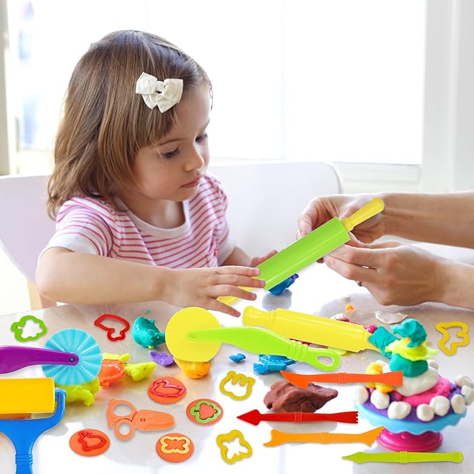 Playdough Tool Set, 22 Pcs Play Dough Tools Sets for Kids Ages 4-8, Playdough Accessories Includes Cutters Roller, Rolling Pins, Safety Scissors, Plastic Knife, Animal Shapes Cutters