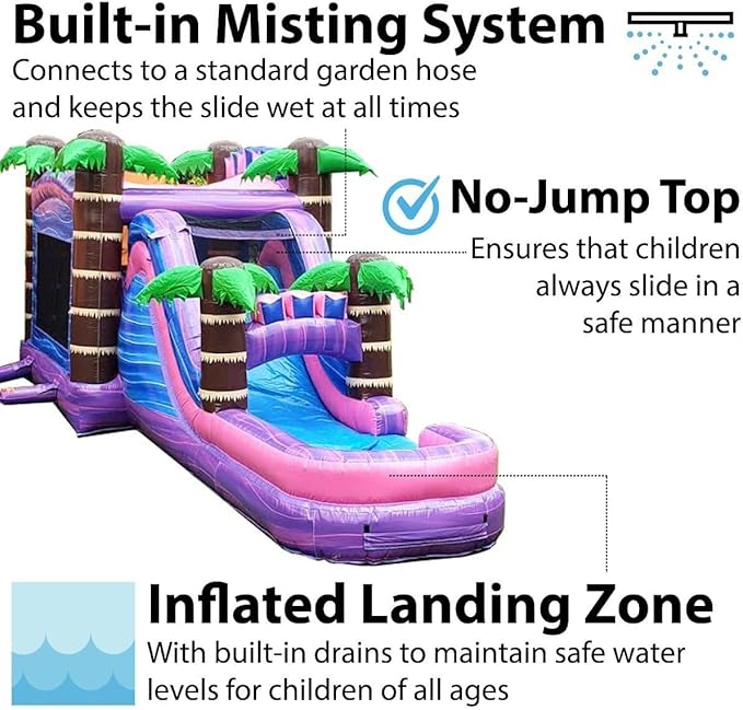 TentandTable Inflatable Bounce House Water Slide for Kids 5-12 Large, Commercial Grade Mega Bouncy Castle for Adults, Jump House, Includes Electric Air Blower, 32' L x 16' W x 15' H, Purple Marble