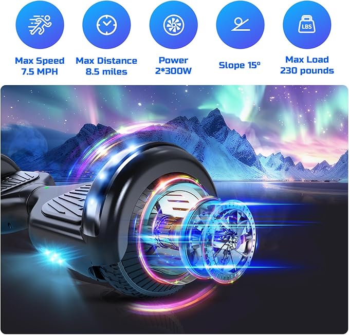 Scooter with Seat Attachment for Kids Adults, 6.5'' 8.5''Balancing Scooter with Bluetooth Speakers & Colorful LED Light with Kart