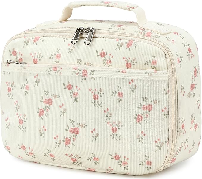 Bluboon Kids Girls Lunch Bag Insulated Lunch Box for school Corduroy Lunch Cooler Organizer School Kids Lunch Tote