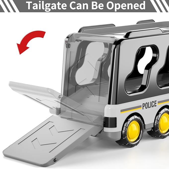 Bennol Toddler 5 in 1 Police Truck Toys for 1 2 3 4 5 Year Old Boys, Police Rescue Vehicles Car Trucks Bus Helicopter for Kids Ages 1-3 3-5, Car Toys for 1 2 3 4 5 Year Old Boys Girls Birthday Gifts