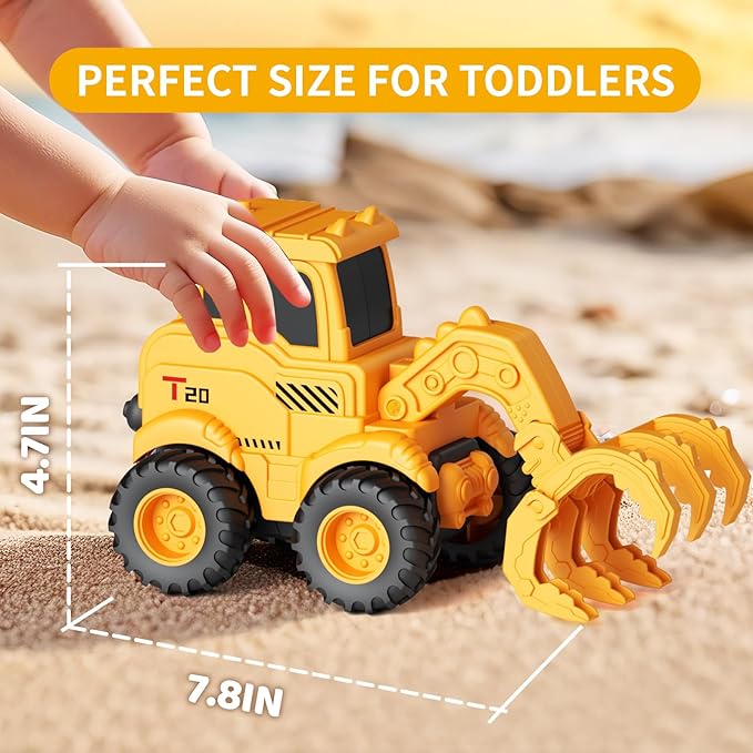 Construction Toys for 2 3 4 5 6 + Year Old Boys Kids Toddlers Girls, Sandbox Excavator Toy Trucks Construction Truck Toys Vehicles Bulldozer Road Roller Toy Christmas Birthday Gifts for Boys