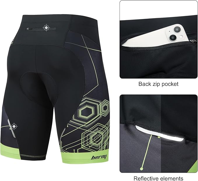 beroy Men's Comfortable Bicycle Cycling Pants, 3D Padded Bike Shorts