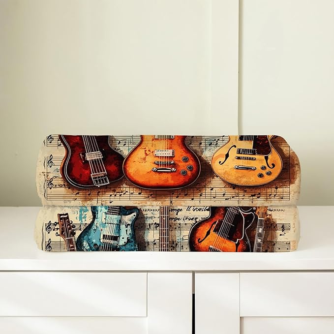 Guitar Blanket, Guitar Throw Blanket, Music Gifts Blankets Stuff Fleece Flannel Plush for Girls Women Men Boys Lovers Adults Soft Bedding Gift for Sofa Bed Office Home Decor 50"x40"