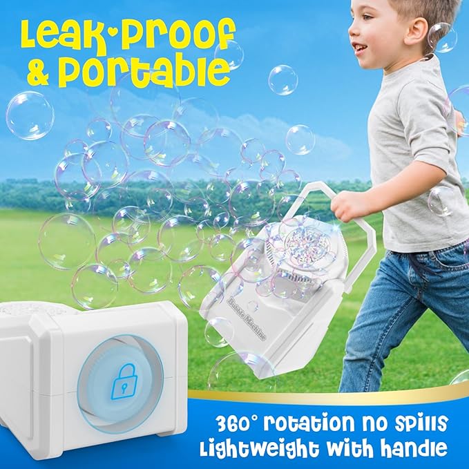 Bubble Machine for Kids, Automatic Bubbles Blower Maker Outdoor Outside Toys for Toddlers Age, Toys for 3 4 5 6 7 8 Years Old Boys Girls, Gift for Party Wedding Birthday