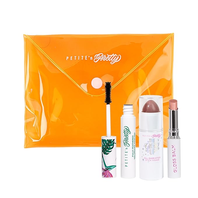 Petite 'n Pretty Makeup Set for Kids (Go for the Bronze) - Makeup for Tweens & Teens - Feathered Volumizing Mascara, Multi Stick for Eyes & Cheeks, Lip Balm, Made in the USA