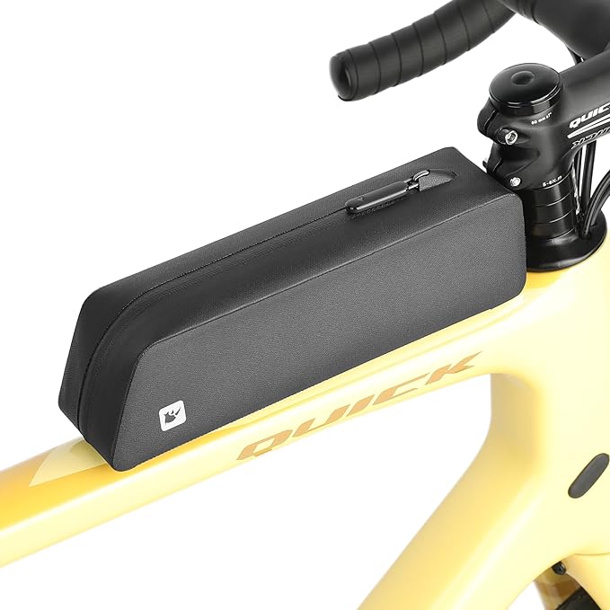 Rhinowalk Bike Top Tube Bag Bike Frame Bag with Zipper Fully Waterproof and Stable Bicycle Frame Bag Bicycle Bag Professional Cycling Accessories for Mountain Road Bike-Black