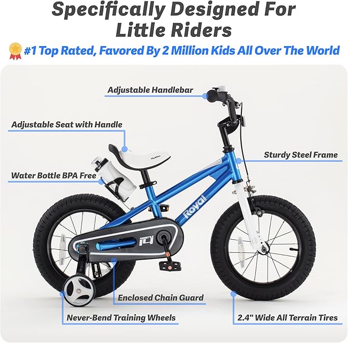 RoyalBaby Kids Bike EZ Freestyle Training Free Balance to Pedal Easy Learning Bicycle, 12-18 Inch for Toddlers to Big Kids