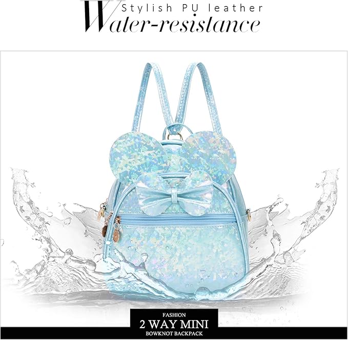 KL928 Girls Mini Backpack Bowknot Polka Dot Cute Small Daypacks Convertible Shoulder Bag Purse for Women