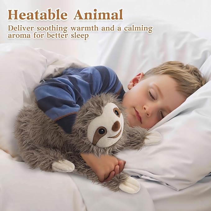 Sloth Stuffed Animals, Microwavable Stuffed Animal Adorable Fluffy Sloth Plush for Warmth & Comfort, Heatable & Coolable Lavender Scent Toy, Cute Soft Plushie Gifts for Kids Adult & Children Boy Girls