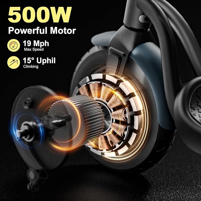 Electric Scooter Adults, Foldable E Scooter for Adults,500W Motor, 19 Mph, 21 Miles, 10" Tires Heavy Duty E-Scooter