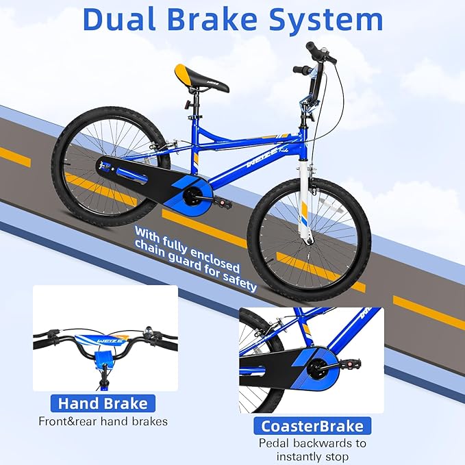WEIZE Kids Bike,14 16 20 Inch Children Bicycle for Boys Girls Ages 3-12 Years Old, Rider Height 32-60 Inch, Coaster Brake, Multiple Color Options
