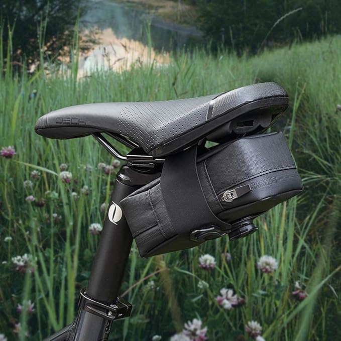 Compact Bike Seat Saddle Bag - Thickened Support Bike Saddle Bag Black Waterproof Bike Bags For Bicycles Layered Storage Bike Seat Bag Strap Installation Saddle Bag Bicycle