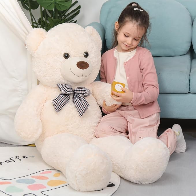 MaoGoLan Giant Teddy Bear Plush Toy - Ultra Soft & Cute Large Stuffed Animal 39 inches, Perfect for Baby Showers, Birthdays, Valentine’s Day Gifts (Kids, Couples, Family),Beige