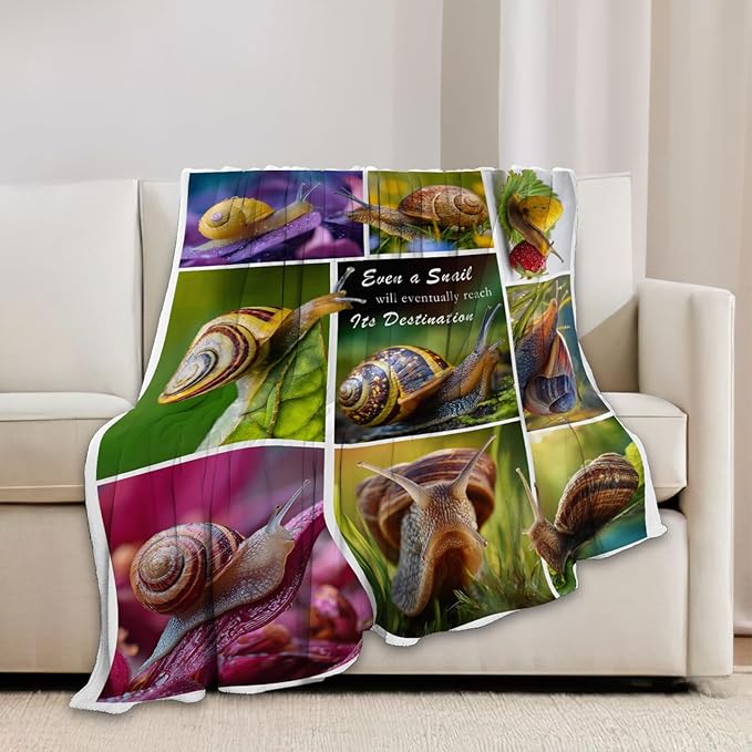Snail Blanket Snail Lover Throw Blankets Gifts for Girls Boys Kids Soft Cozy Fleece Plush for Couch Sofa Bed 60"x50"