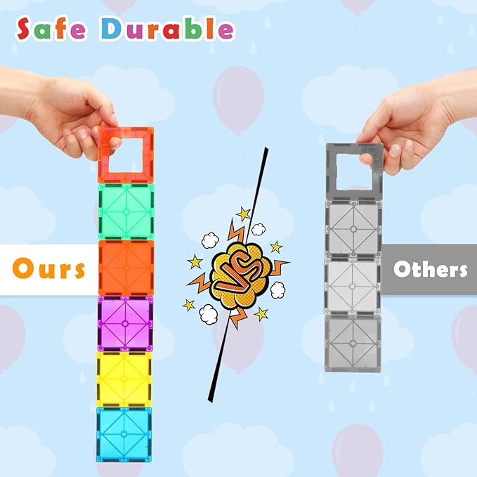 Gemmicc Magnetic Tiles, Magnet Toys Building Blocks for Kids, STEM Approved Educational Toys,Magnet Puzzles Stacking Blocks for Boys Girls,72 PCS Advanced Set