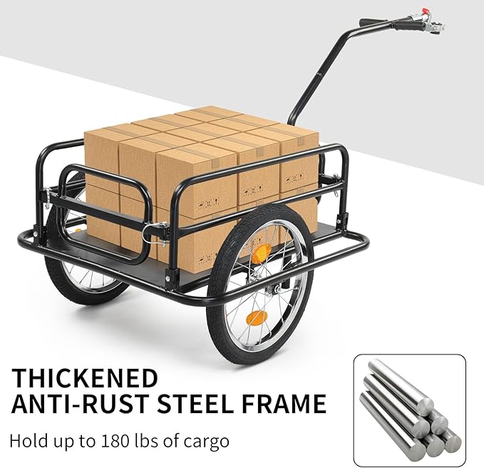 Ktaxon Foldable Bike Trailer, Bicycle Trailer with Unmatched Load Capacity, 16 Inch Pneumatic Tire, Universal Coupler, Foldable Frame and Safe Reflectors Design