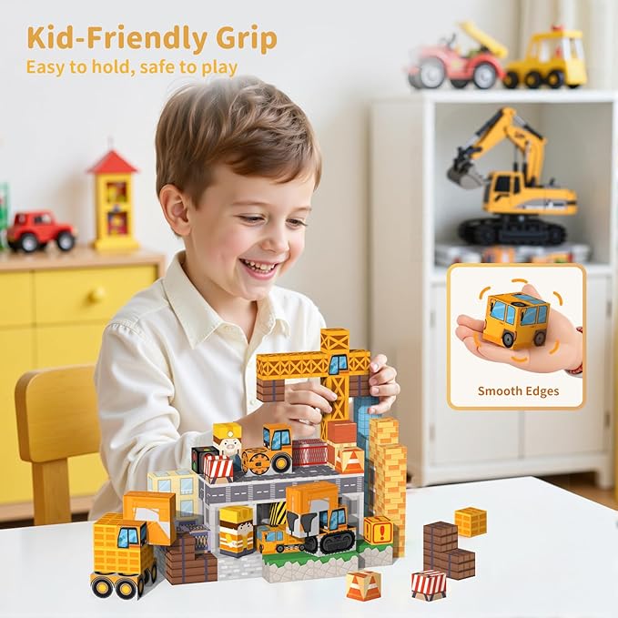 Magnetic Blocks Building Toys - 154PCS Magnet Building Blocks Set Construction Cubes STEM Sensory Stacking Kids Toys for Boys Girls