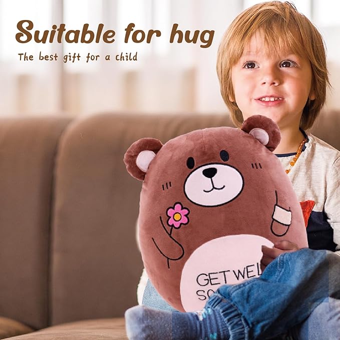 14.5“ Get Well Soon Teddy Bear Plush Pillow Soft Teddy Bear Stuffed Animal Body Pillow Gifts for Kids Girls and Boys After Surgery