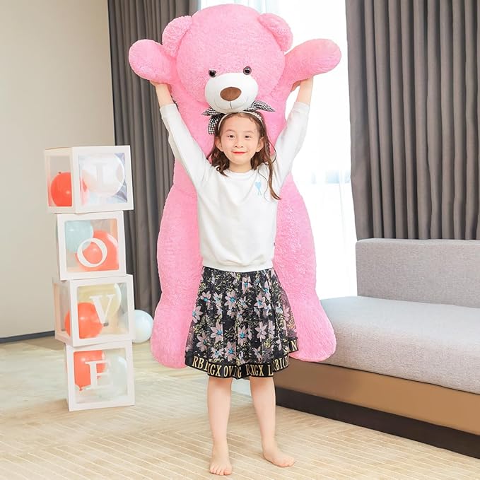 Giant Pink Teddy Bear 47" Stuffed Animals Plush Toy, 4 Feet Cute Life Size Big Soft Bear for Boy Girl Birthday Valentine Mother's Day, 120CM, 5LBs