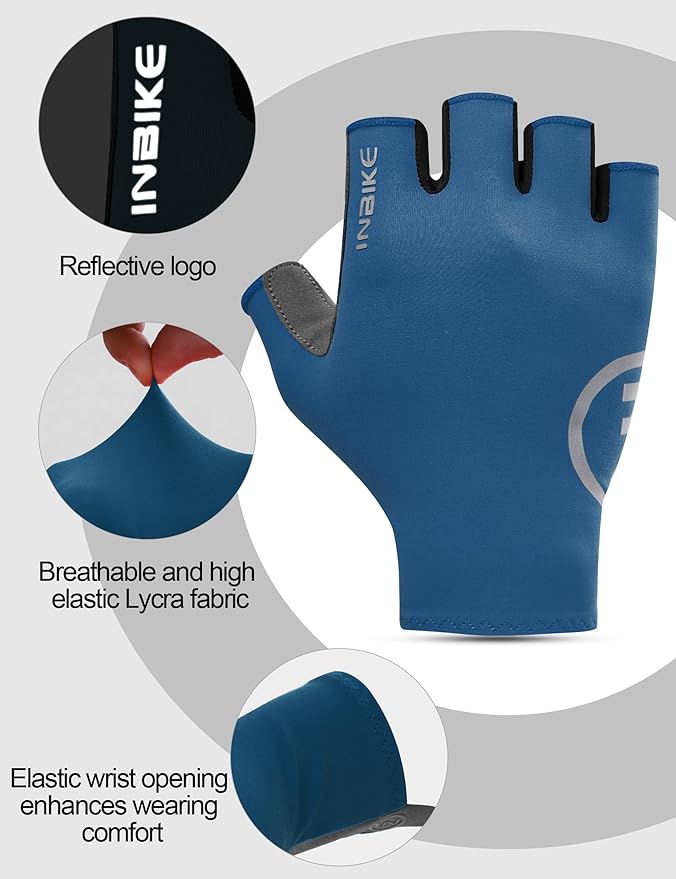 INBIKE Cycling Gloves for Men Women, Breathable Bike Gloves Lightweight Half Finger Biking Glove Mountain Road Bicycle