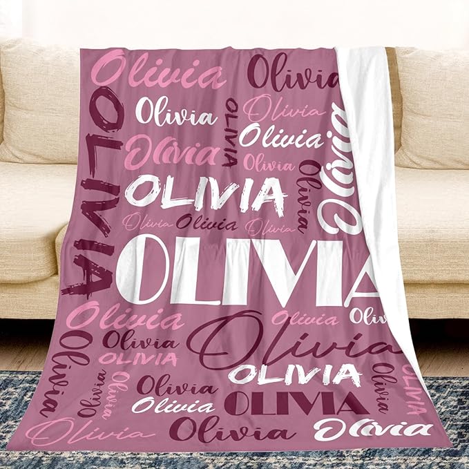 Dr.TOUGH Personalized Name Blanket Personalized Blanket for Adult Kids Flannel Customized Personalized Blankets and Throws