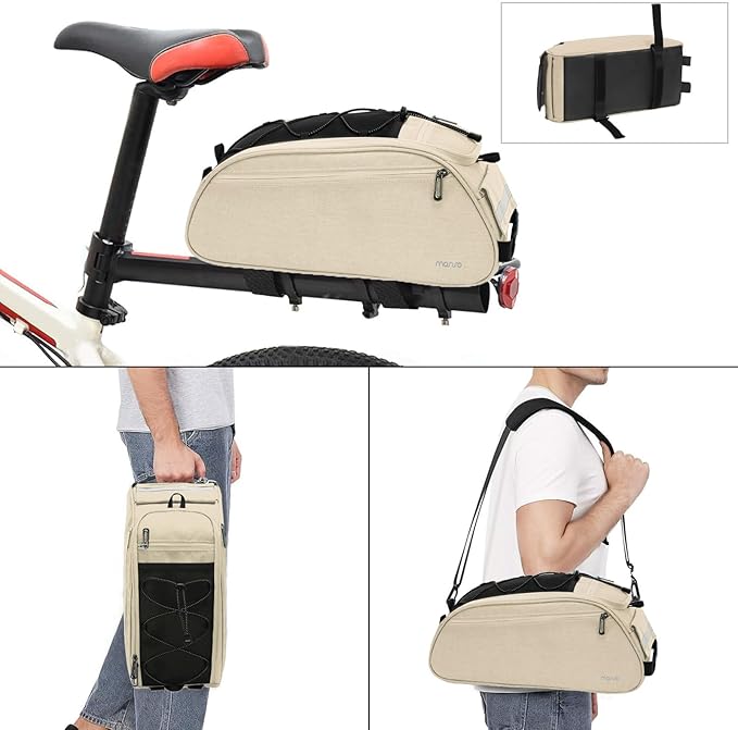 MOSISO Bike Rack Bag, Waterproof Bicycle Trunk Pannier Rear Seat Pouch Cycling Bike Carrier Backseat Storage Luggage Saddle Shoulder Bag