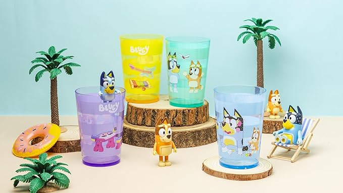 Zak Designs Bluey Nesting Tumbler Set Includes Durable Plastic Cups with Variety Artwork, Fun Drinkware is Perfect for Kids (14.5 oz, 4-Pack, Non-BPA)