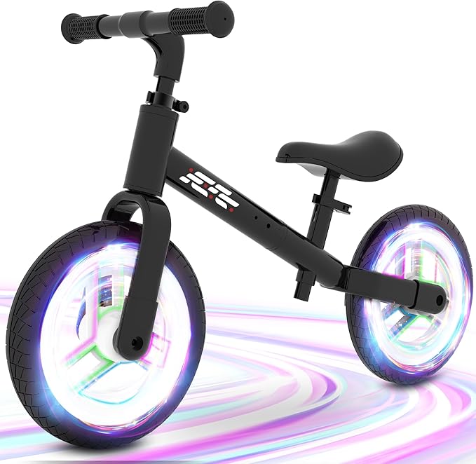 Colorful Lighting Balance Bike 2 Year Old, 2-5 Year Old Toddler Balance Bike, No Pedal Bikes with Adjustable Handlebar & Seat, 2 3 4 5 Year Old Boy Girls Birthday Gifts Toys.
