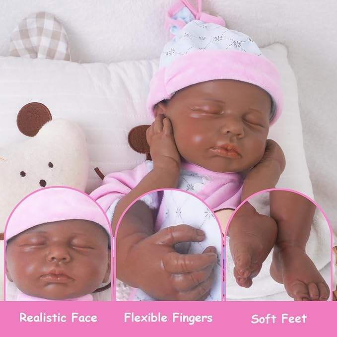 18.9 in Full Silicone Reborn Baby Dolls, 1:1 Lifelike Newborn Dolls Non Vinyl Realistic Reborn Toddler Dolls Boy Washable Sleeping Doll