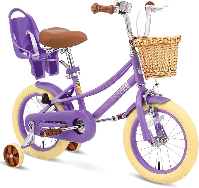 XJD Girls Bike for Toddlers and Kids Ages 2-12 Years Old,12 14 16 Inch Kids Bike with Training Wheels & Basket