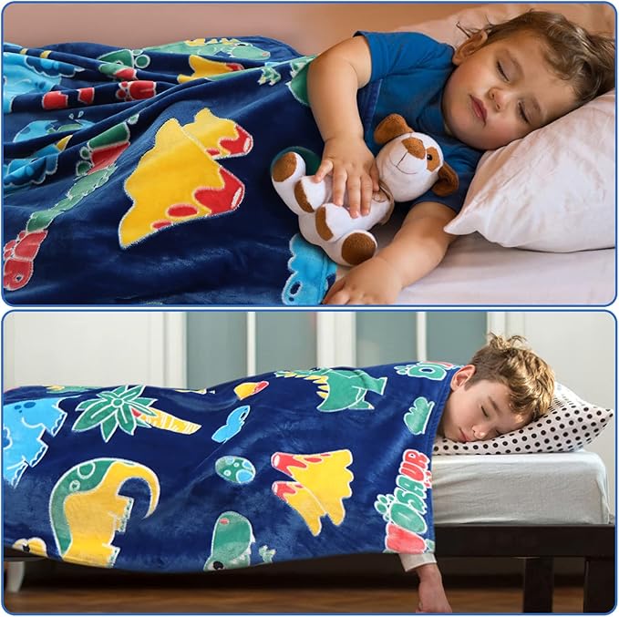 SALIMAH Glow in The Dark Blanket Dinosaur Gifts for Girls, Toys for Girls Boys Age 2 3 4 5 6 7 8 9 10 Year Old, Soft Kids Blankets Gifts for Grandkids Teens for Christmas Birthday, 50"x60"