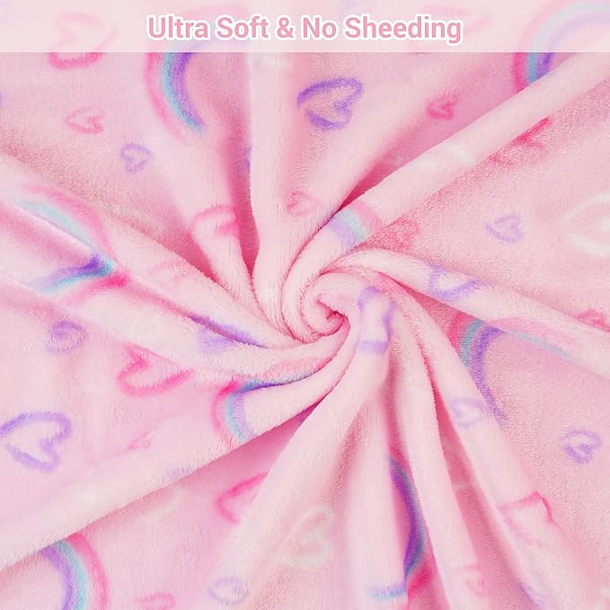 Viviland Kids Rainbow Print Blanket, Warm Lightweight Plush Throw for Boys & Girls, 50" x 60"