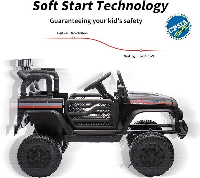 12V Ride on Electric Car, Kids Ride on Toy Truck for Toddlers 3-5 w/Remote Control, 3 Speeds - Black