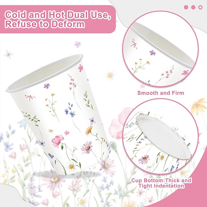 152Pcs Flower Themed Party Supplies Decorations With For Baby Shower Birthday Picnic Wedding Party Decorations Serves 24 Party