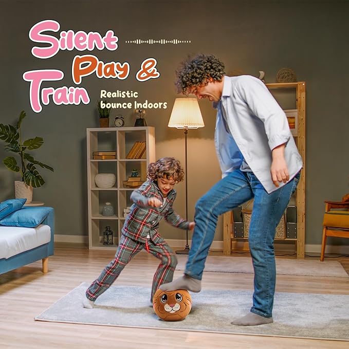 Silent Indoor Soccer Balls for Toddlers 1-3, Inflatable Soft Plush Baby Toddler Soccer Ball Toys Gifts for Kid 3-5 Year Old Boy Girl First Birthday Gift (Eared Bunny, Pump Include)