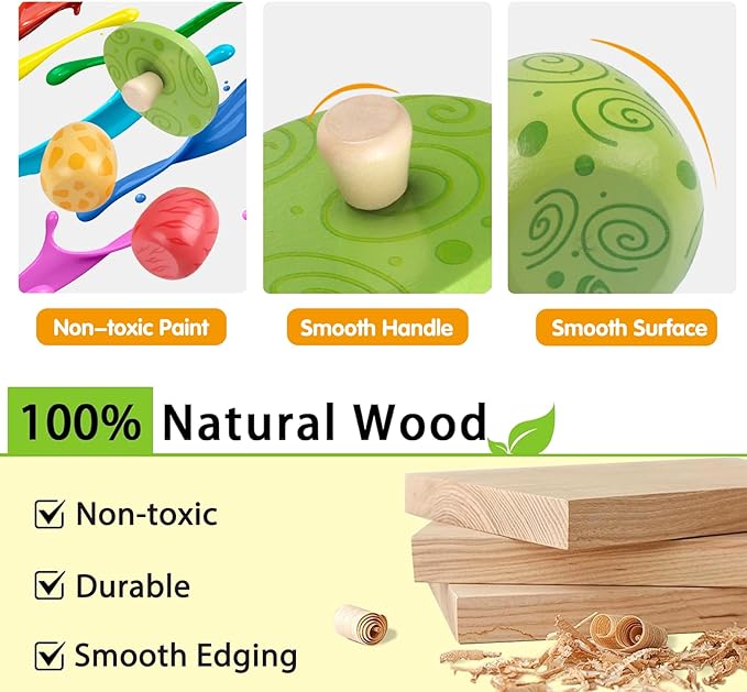 Montessori Toys for 6 Month Old, Wooden Baby Toys for 6 7 8 9 Month Old Dinosaur Egg Ball Drop Toy Wooden Puzzles Spinning Drum Baby Ball Toy for Infant Toddlers 1 2 3 Christmas Birthday Gift