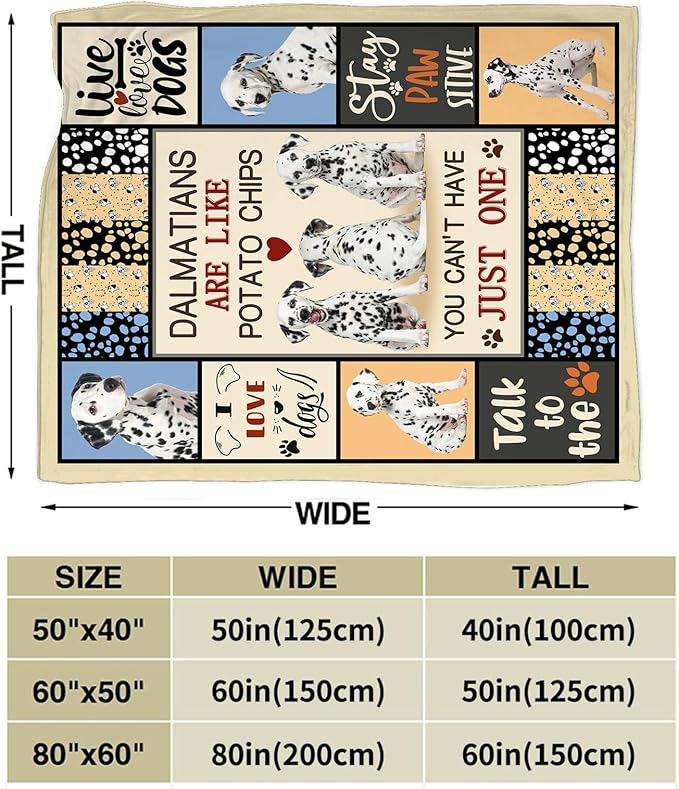 Dalmatian Dog Blanket Spotted Dog Lovers Throw Blankets for Girls Boys Stuff Animal Plush Cozy Flannel Fleece Ultra Soft Fuzzy Party Blanket for Bed Couch Sofa 80"X60"
