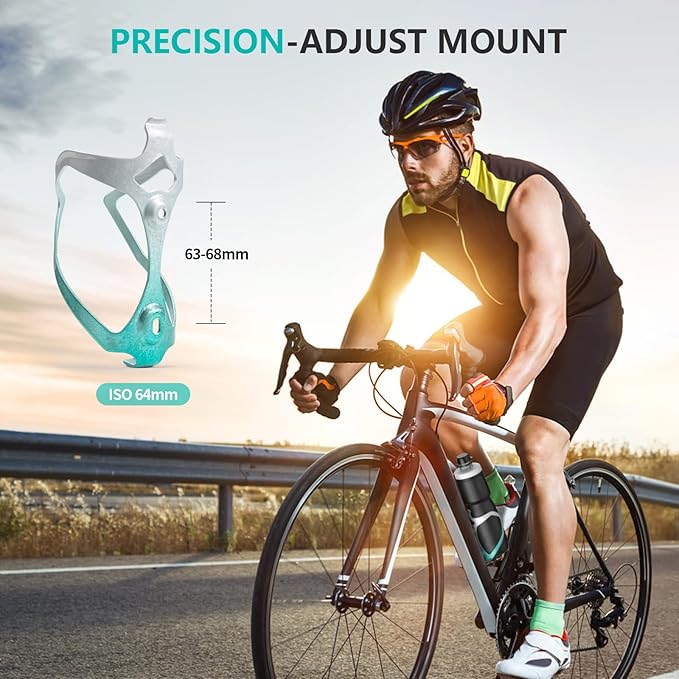 Bike Water Bottle Holder Bicycle Cage for Mountain Road MTB Gravel Adult Bikes Cycling Universal Carrier Rack 1 Pack Aluminum Alloy Ultralight Kettle Drink Accessories Greenish Cyan