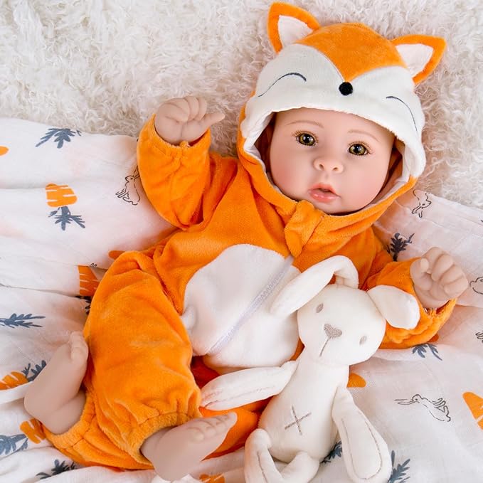 Aori Baby Dolls - 17 Inch Real Life Doll with Ultra Soft Body & Fox Outfits for Girls 3+ | Pretend Play, Adoption Day, Photography Prop, Collectible