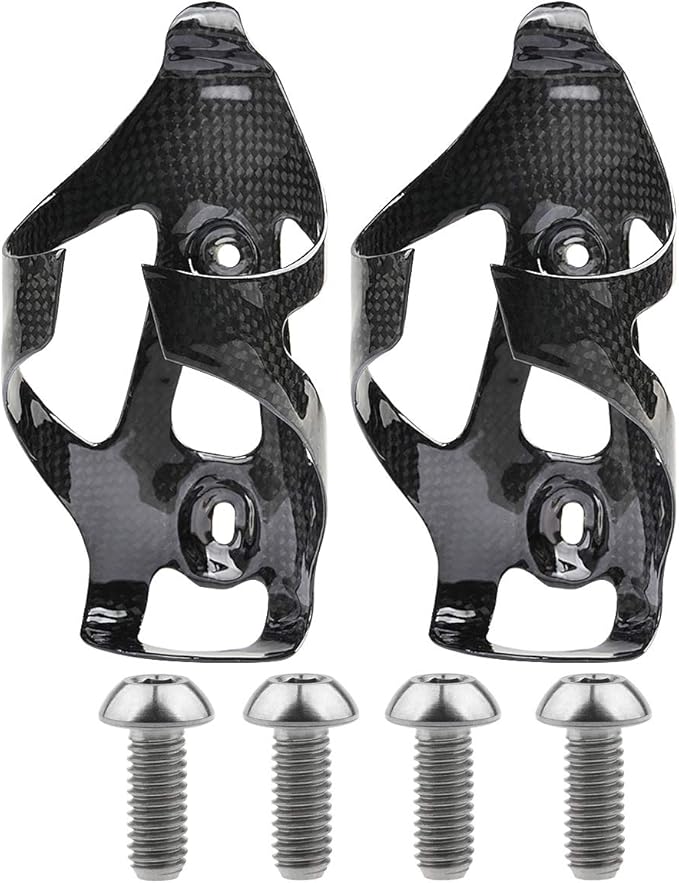 Full Carbon Fiber Bicycle Water Bottle Cages Holder Brackets with Titanium Bolts Pack of 2