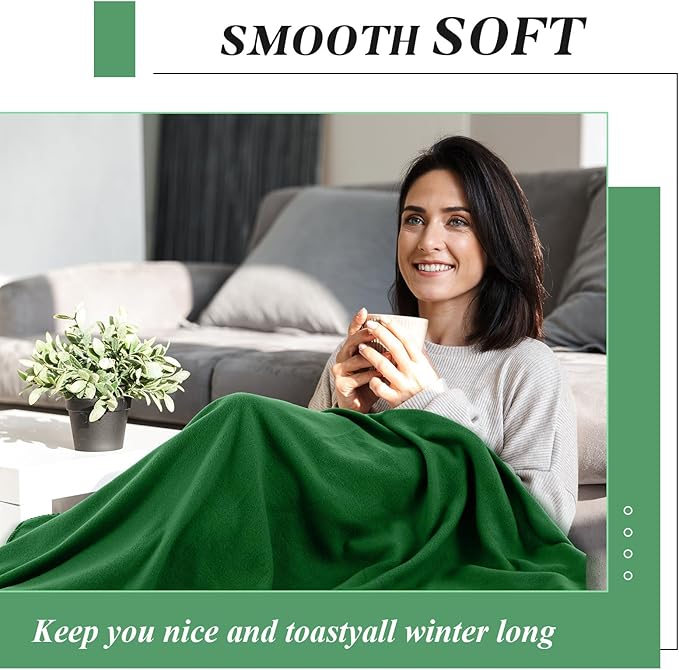 Newwiee 48 Pcs Fleece Throw Blankets Bulk Outdoor Wedding Guest Gifts Soft Lightweight Sleepover Lap Blankets Pet Home Sofa Couch Office Donation Homeless, 50 x 60 Inch (Green)