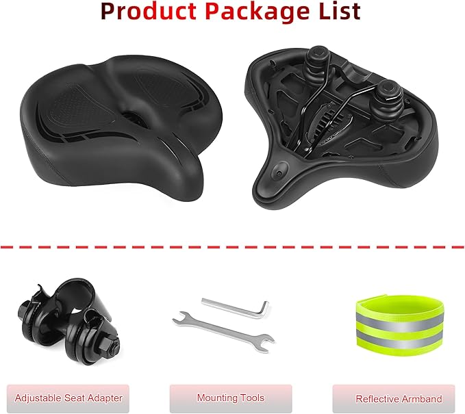 Oversized Bike Seat for Peloton Bike & Bike+, Wide Bicycle Saddle Replacement Compatible with Peloton, Exercise or Road Bikes, Seat Cushion for Men & Women