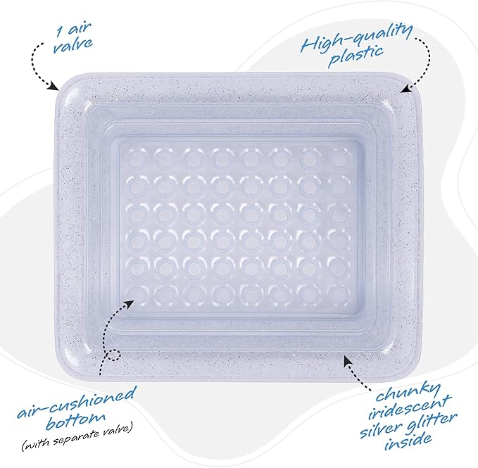 ArtCreativity Sparkly Inflatable Kiddie Pool with 3 Levels, Transparent Blow Up Pool for Kids with Silver Glitter and Cushioned Bottom, Easy to Inflate Outdoor Pools for Backyard, Summer Toys for Kids