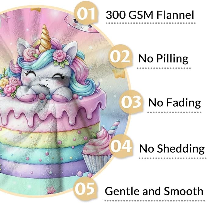 Birthday Blanket for Girls, 30 x 40 Inches Unicorn Throw Gifts - Soft Warm Blankets for Birthday Decorations - Cute Unicorn Throw for Sofa Couch