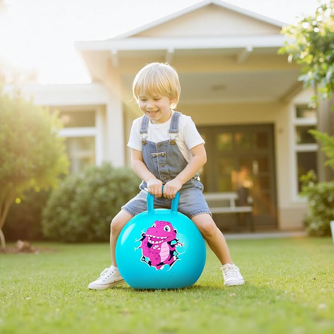 EVERICH TOY Hopper Ball for Kids 4-8, 18In Dinosaur Hoppity Hop Ball, Sit On Bouncy Balls with Handle, Indoor Outdoor Jumping Hopping Toys for Boys & Girls Gifts with Pump