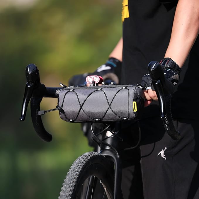 Bike Handlebar Bag Front Bike Bag 2.4Lbicycle handlebar bag with Shoulder Strap for Folding Road Mountain Bike (Gray)