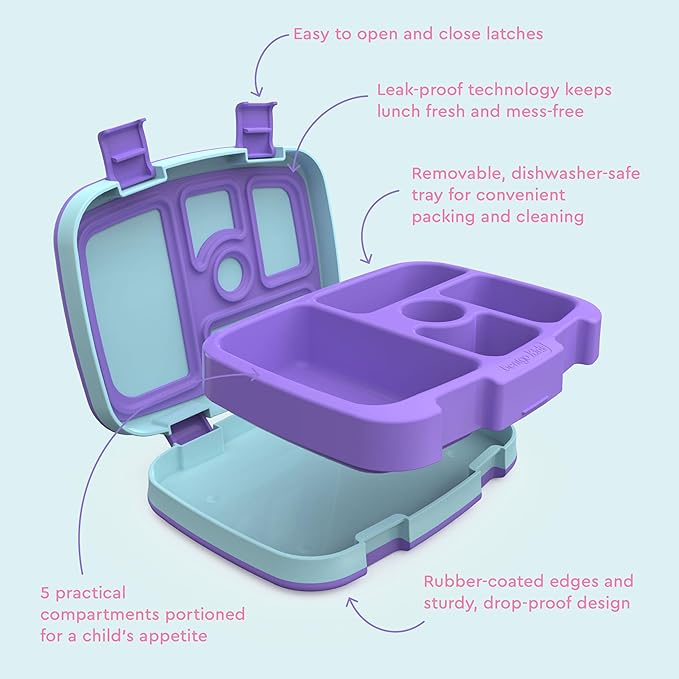 Bentgo Kids Prints Leak-Proof, 5-Compartment Bento-Style Kids Lunch Box - Ideal Portion Sizes for Ages 3-7, Durable, Drop-Proof, Dishwasher Safe, & PFAS & BPA-Free Materials (Mermaids in the Sea)