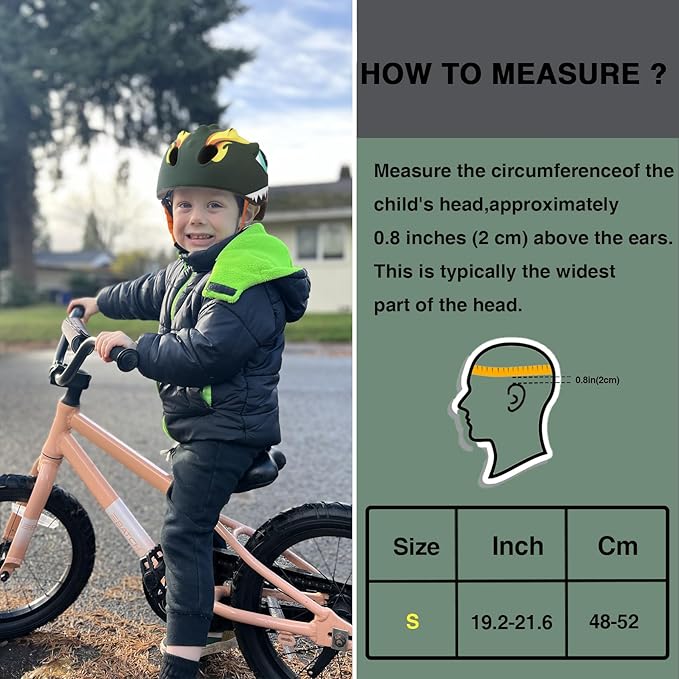 Toddler Helmet Kids Bike Helmet for 2 3 4 5 6 7 8 Years Old Girls with 3D Dinosaur Design Protective Gear Set and Safety Certified, Toddler Bike Cycling Skating Skateboard Scooter Helmet